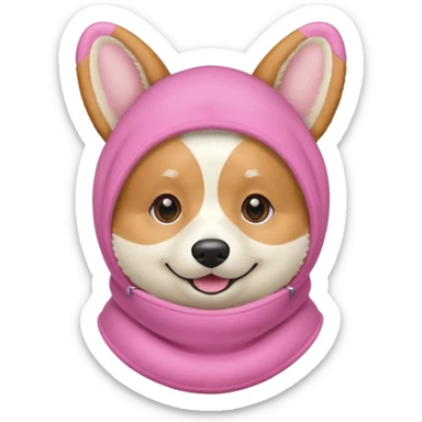 Corgie in Pink balaklava sticker