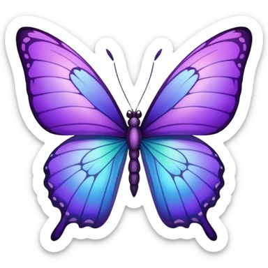 Purple butterfly with sharp ends on each wing sticker