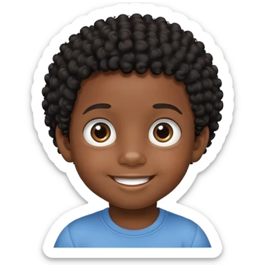 smiling face, toddler boy, African, big eyes, dark skin, black curly hair sticker