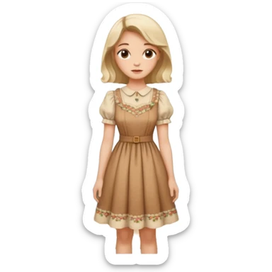 Cottagecore style realistic highly detailed with vintage material dress sticker