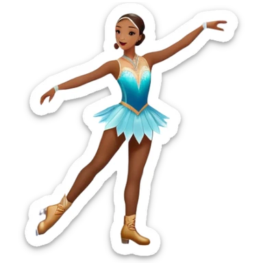 An icon of a theatrical ice show with close-up costumed figure skater performing a dramatic scene on a glowing ice stage. Spotlights, colorful scenery, and a cheering audience in a grand arena convey the magic and artistry of the ice performance. Transparent background included. sticker
