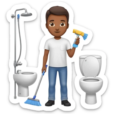 man Cleaning the bathroom sticker