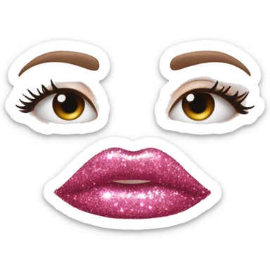 Pink lips glitter drool sticker