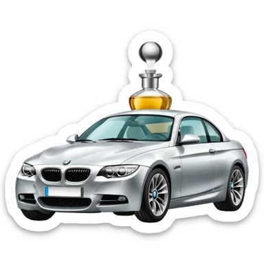 BMW car and perfume bottle merged sticker