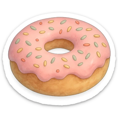 A donut with sprinkles in Ghibli style, detailed, with soft blue colors, no background. sticker
