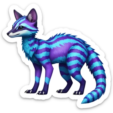 Realistic zig-zag-patterned striking indigo-violet-blue-cyan-gradiented with dark undertones, white underside, thunderous stormy edgy badass realistic Vernid-Sergal-Genet-Trico-species by LiLaiRa, full body sticker