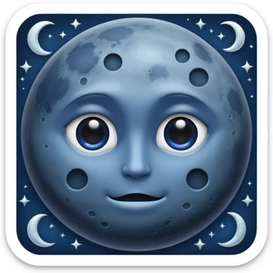 iOS emoji, dark moon, silver outline, mystical symbols, dark fantasy, smooth textureiOS emoji, dark moon, silver outline, mystical symbols, dark fantasy, smooth texture sticker