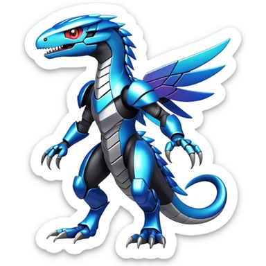 Shiny Futuristic Fakemon-Pokemon-Digimon-Spectrobes-Raptor-fusion, full body sticker