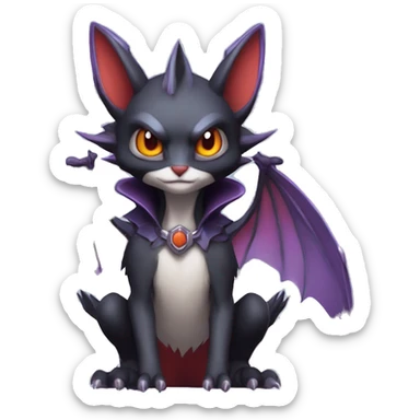  Kawaii Edgy Cool Vampiric Beautiful Noivern-Nargacuga-Litten with big Bat Ears full body sticker