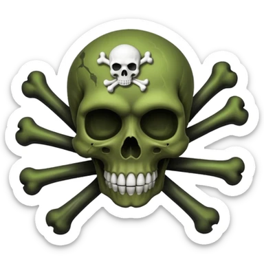 a poisonous cloud of gas, dark swamp color, with an image of a skull and two crossed bones behind the skull sticker