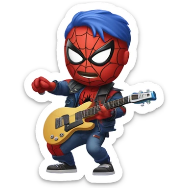 Spider-man playing electro guitar, Iroquois, punk sticker