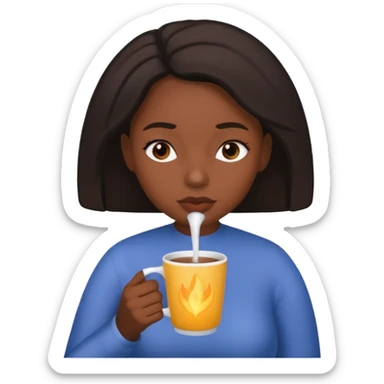 sick black woman drinking hot drink sticker