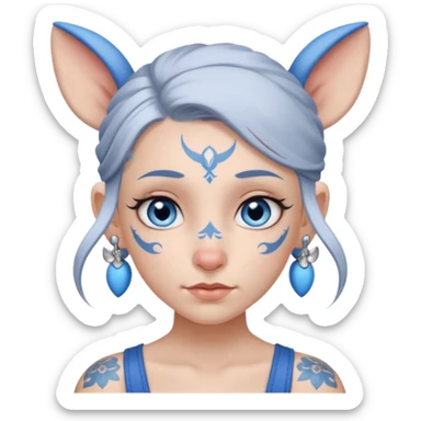 white-gray haired heavy blue tattooed head accessory big nose big ear young girl sticker