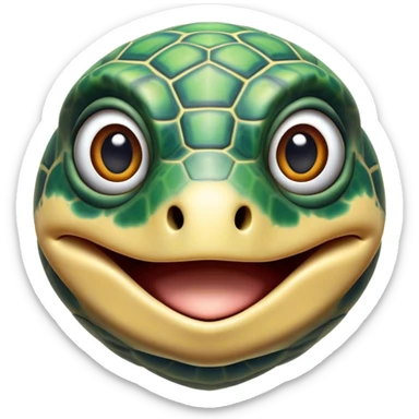 Cinematic Realistic Comical Sea Turtle Portrait Emoji, Head tilted dramatically with an exaggeratedly amused expression, featuring a robust, intricately patterned shell and wide, expressive eyes filled with playful disbelief, rendered with vibrant, lifelike detail and natural coastal light; high shine, dramatic yet playful, styled with an air of cheeky marine mischief, soft glowing outline, capturing the essence of a spirited and over‐the‐top sea turtle that looks ready to bob its way into viral fame! sticker