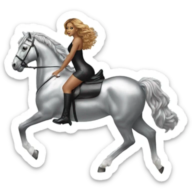 Beyonce on a silver horse sticker
