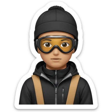 skier with black goggles hoodie and face mask looking stylish like an underground rapper. I said mask pls no face showing. Only eyes showing  sticker