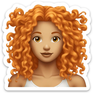 A beautiful tall curly orange head girl white  sticker