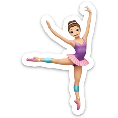 Una chica con vestuario de bailarina con las piernas flexionadas, el dedo índice en la boca, el tren superior inclinado hacia la izquierda y con la cadera proyectada hacia la izquierda sticker