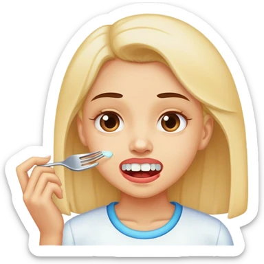 Girl who just had dental fillings and is hungry sticker