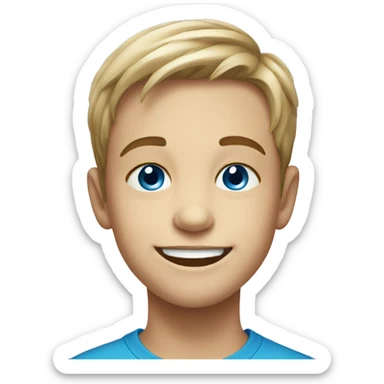 smiling boy in indoor portrait with blue eyes sticker