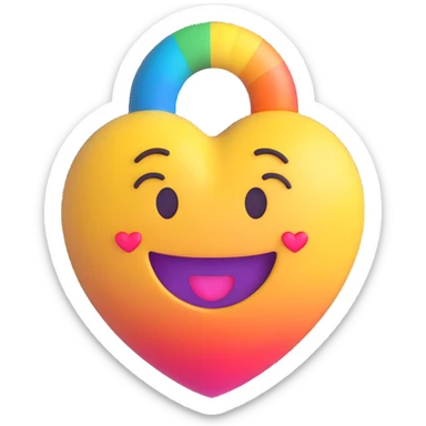 smiling face with a heart popping out, heart is rainbow colored, 3D emoji style sticker
