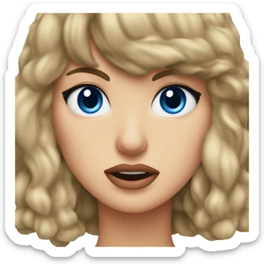 Taylor swift looking confused give her blue eyes and an angry expression sticker