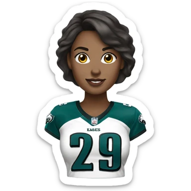  White female brunette wearing Philadelphia Eagles jersey sticker