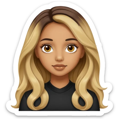 Jade Thirlwall with long dark brown hair with blonde highlights sticker