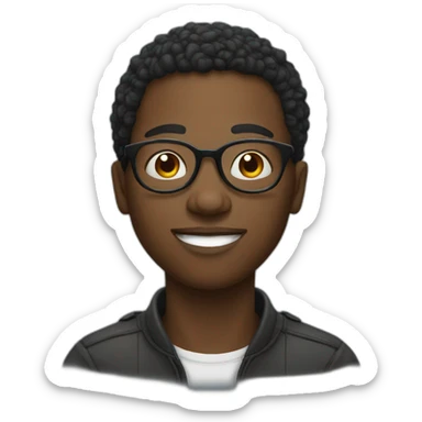 African young man in round glasses sticker