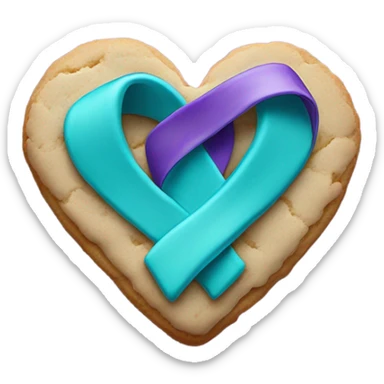 Purple teal Suicide awareness ribbon on heart cookie sticker