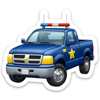 Police Pickup Truck with Body Color Is Navy, White And Lemon Yellow With number Is 02 With sticker