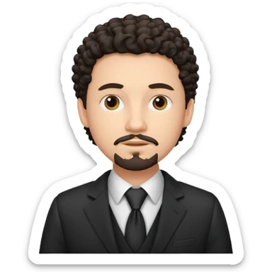 Create a white young man with curly dark hair and Goatee lawer sticker