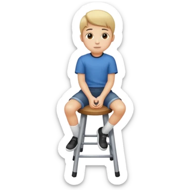 generate a pic from head a boy is sitting on a stool  sticker