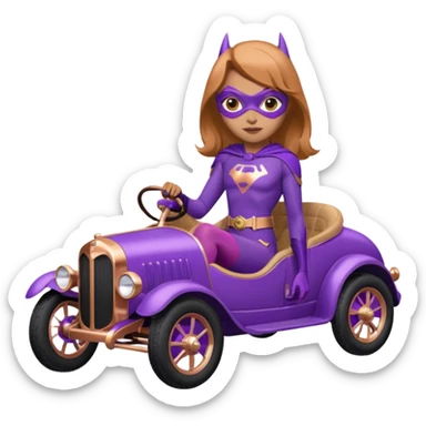 Hot real-appearance racing action BatGirl’s purple tights sixty’s tv show 1932 stealth retro cat burglar sporty petite off-road pursuit mobile cruiser car rose gold accents (reclined and relaxed seating position and attitude) sticker