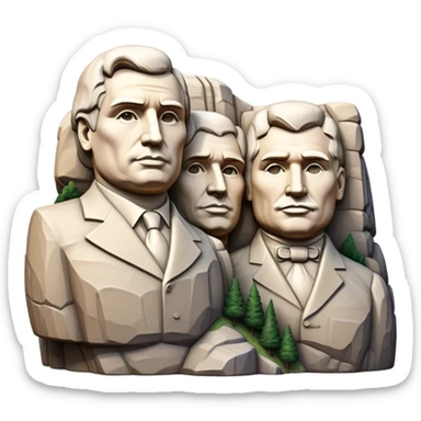 Cinematic Realistic Mount Rushmore Landmark Emoji, showcasing monumental carved presidential faces rendered with crisp textures and dynamic, historical lighting. sticker