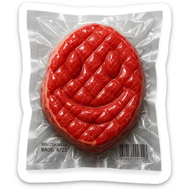 diamond-textured meat steak, shiny and inflated, no background sticker