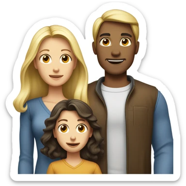 A family of four with a skinny brunette man, a blonde long haired woman, a 6 year old slim boy and a 2 year old chunky brunette boy sticker