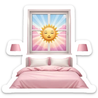 Aesthetic sun rays from window in pink bedroom sticker