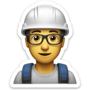 Young man wearing a safety helmet, earplugs and glases  sticker