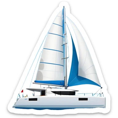 A lagoon 42 catamaran with no wording or letters on the boat  sticker