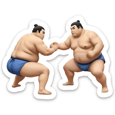 Sumo Wrestling – Cinematic Realistic Sumo Wrestling Scene, featuring a powerful sumo wrestler in traditional mawashi engaged in an intense bout on a sandy dohyo, muscles tensed and sweat glistening under dramatic arena lighting, capturing the raw energy and tradition of the sport. sticker