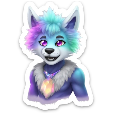 Furry, sparkle, iridescent, colorful, pastel, edgy, cool, beautiful, divine, animal, anthro, full body, fursona, protogen sticker