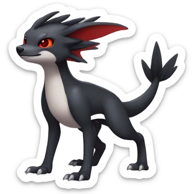 Cute cool black red nargacuga animal hybrid Fakemon full body sticker