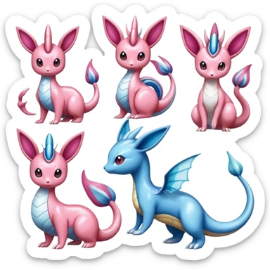 Shiny Milotic-Sylveon-Espeon-Vaporeon-Dragonair-Pokémon full body sticker