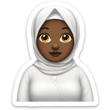 Chubby Black hijabi in fancy white abaya sticker