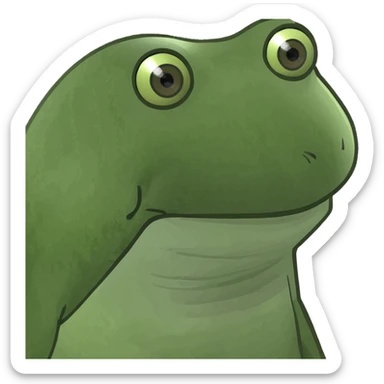 a bufo frog holding a coffee cup sticker