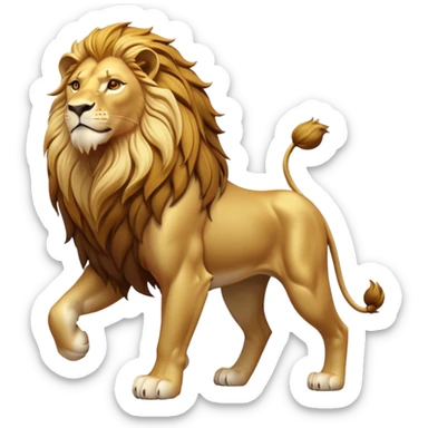 cinematic-lion-realistic-full-body-standing-emoji,-muscular-frame-exuding-royal-confidence,-majestic-mane-flowing-in-the-wind,-head-tilted-dramatically,-sleek-golden-fur,-piercing-eyes-filled-with-untamed-wisdom,-simplified-yet-realistic-focused-features,-highly-detailed,-glowing-with-an-almost-sarcastic-glow sticker