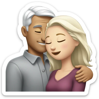 White man - grey hair - hugs blonde girl with eyes closed  sticker