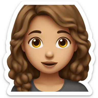 A girl with brown hair saying I love you too! And blowing a kiss sticker