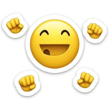 Smiley face with fists going up ad down sticker